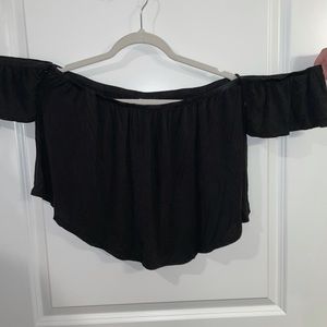 Black off-the-shoulder crop top